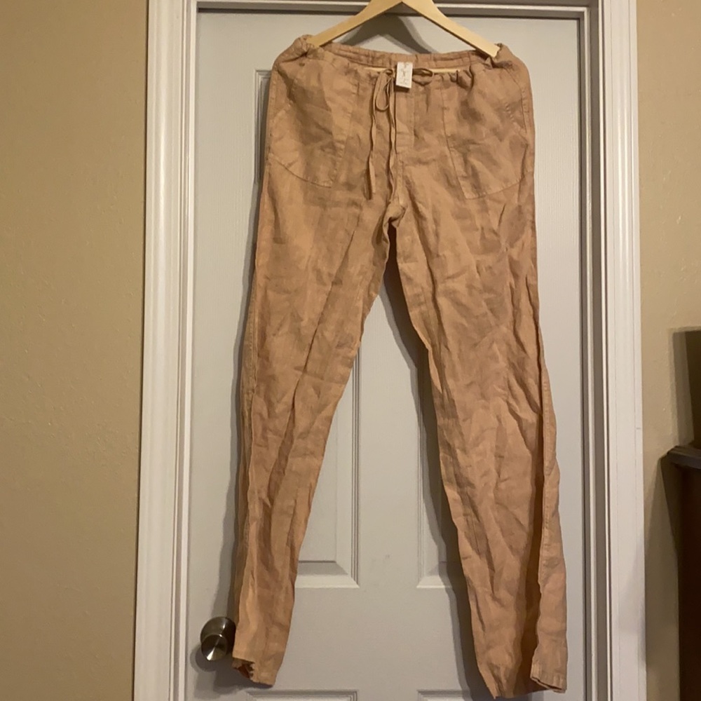 Women’s 100% Linen Drawstring Pants Size 8